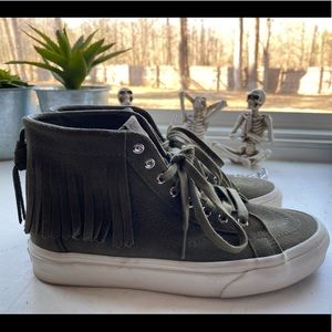 Vans high tops with fringe